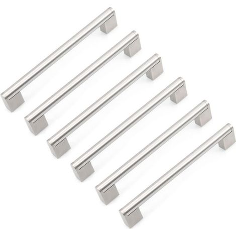 Poignées de tiroir européennes modernes - Entraxe de 192 mm - Idéales pour les armoires et meubles de cuisine - Brossées - Lot de 6 (1/5)