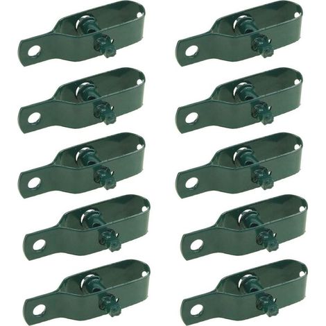Lot de 10 tendeurs de fil électrique en acier au carbone vert de 2,3 mm d'épaisseur pour bovins, chevaux, fermes, jardins et câbles à cliquet (1/5)
