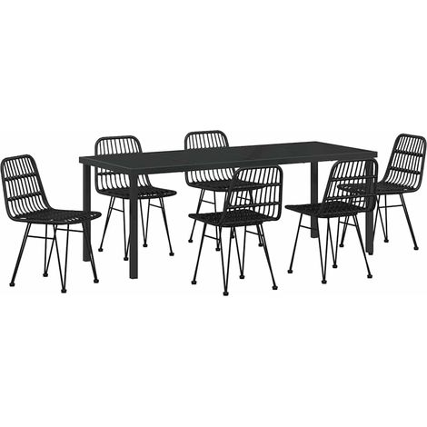 Maison Exclusive - Set da Pranzo per Giardino 7 pcs Nero