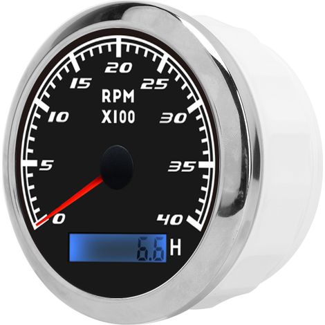 Compte-tours bateau 85mm, rétroéclairage rouge, acier inoxydable IP67, universel voiture camion noir (1/5)