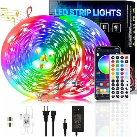 Bande LED, Ruban LED, Bandes Lumineuses, Bluetooth, RGB, 20M, 18 lumières/M, télécommande infrarouge, Bareboard RGB, KINSI (1/5)