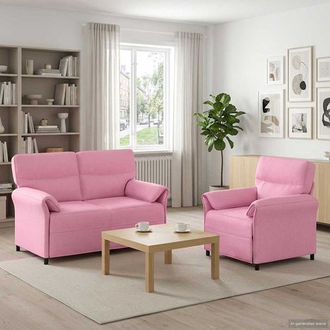 vidaXL Juego de Sofá 2 uds. Rosa Tela (1/5)