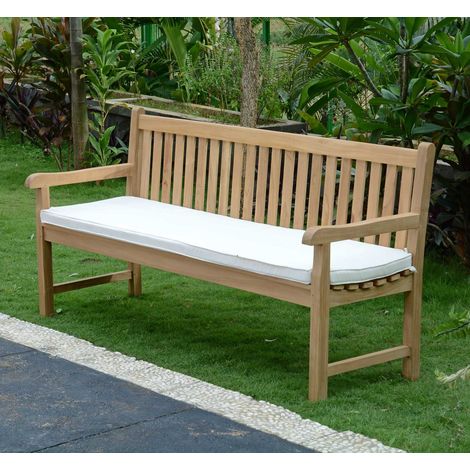 Teck'Attitude – Banc de jardin en teck massif 180 cm – 3 à 4 places – Résistant aux intempéries – Assemblage facile avec chevilles fournies