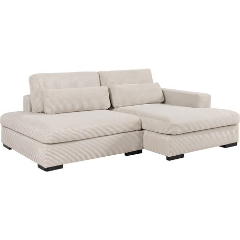 Divano letto angolo a destra in Velluto a coste Beige - SELIORA