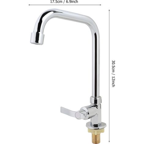 Grifo de cocina de aluminio cepillado de 1/2" para agua fría, con mango largo. (1/5)