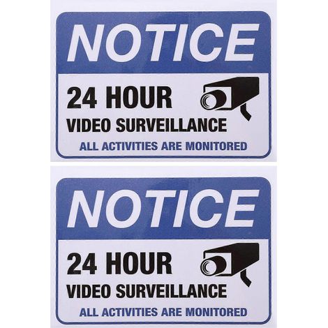 Lot de 2 autocollants d'avertissement de surveillance vidéo - Autocollants de sécurité - Autocollant d'avertissement de surveillance (1/3)