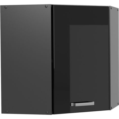 Elément haut de cuisine R-Line, Noir Haute brillance, 57 cm, Vicco