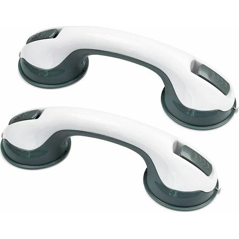 Green Mobility-2 x Barres d'appui de douche mobiles en plastique sans perçage Barres d'appui de salle de bain Ventouse Poignées de baignoire Poignées antidérapantes pour chambres Toilettes Vestiaires (1/5)
