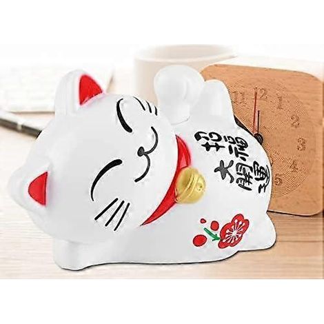 Chat porte-bonheur solaire, patte levée, bras agité, posture allongée, symbole de richesse, pour la maison et les boutiques. (1/5)