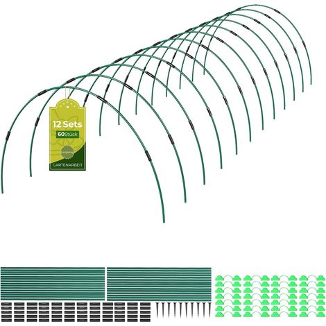 60 Pièces Arceau Tunnel de Forçage, Arceaux pour Serre de Jardin, Kit de Tunnel de Culture pour Potager et Carré Potager, Support de Plante DIY pour Film de Croissance, Filet de Protection et Cloche (1/5)