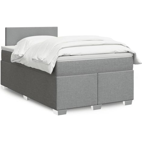 Boxspringbett mit Matratze Hellgrau 120x200 cm Stoff