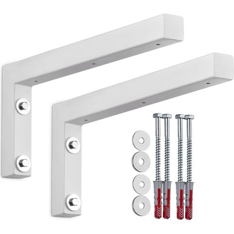 SOTECH Wandkonsole Regalkonsole Waschtischkonsole in L-Form 350 x 150 x 30 mm, weiß matt pulverbeschichtet, 2 Stück (1/5)