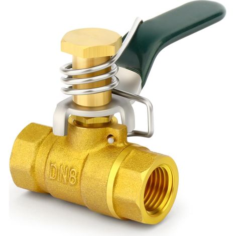 2 pièces 1/4 "BSP femelle à robinet tournant sphérique en laiton avec 4 1/4" connecteurs mâle mâle, adapté pour la connexion de raccords tuyauterie - 1/4"F-1/4"F(à ressort) (1/5)