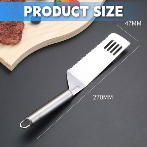 Spatule - Acier Inoxydable - Pour Tarte Lasagne Pizza - Tête Rectangulaire - Anneau De Suspension - 28 Cm - Lot De 2 (1/5)