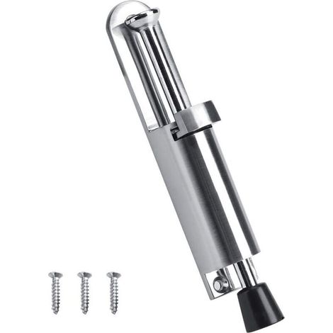 Door Support Door Stopper Durable Soft Rubber Foot Zinc Alloy 6 Inch (Silver) (1/4)