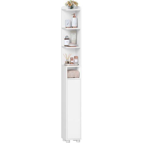 Slim Bathroom Storage Cabinet, Narrow Storage Unit with Open & Closed Dual-Zone Design and Adjustable Shelves (1/5)