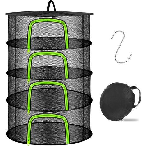 4 Layers Hanging Drying Net for Grass, Meat and Plants Drying Basket with Zips, Herb and Flower Dryer, Diameter 60 cm (1/5)