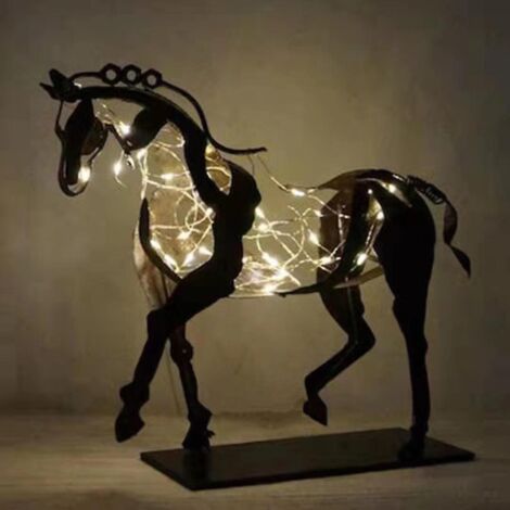 Sculpture décorative en métal antique brillant représentant le cheval Adonis (1/4)