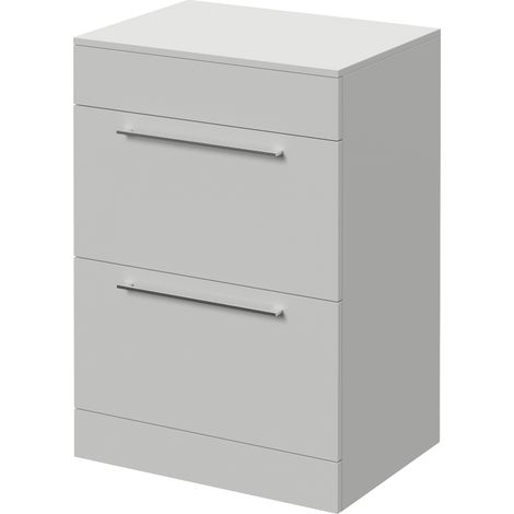 Napoli 460 Gloss Grey Pearl 600mm 2 Drawer Vanity Unit for Countertop Basins - 600mm - Chrome 320mm Handle