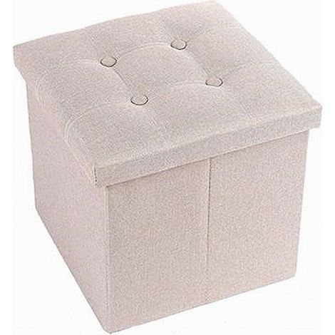 Cleafe - Pouff Puff Pouf Contenitore Imbottito Portaoggetti Seduta Beige 38x38x35cm 79423 - (1/2)