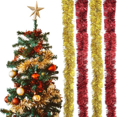 Lot de 4 guirlandes de Noël, guirlande de sapin de Noël, guirlande de décoration de Noël, pour intérieur et extérieur, décoration de fête en sapin de Noël (1/5)