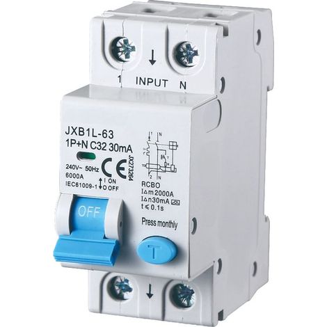 gloca Interruttore Magnetotermico Differenziale 1P+N 32A 30mA 220V 6KA 2 Moduli DIN C32 Classe A (1/4)