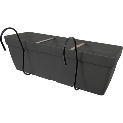 VASO DA BALCONE CON AGGANCIO IN METALLO ANTRACITE L.50CM (1/4)
