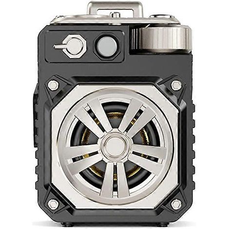 Mini enceinte Bluetooth de poche sans fil avec caisson de basses, lampe torche, IPX5, TWS, lecteur MP3, carte TF et clé USB, gris anthracite. (1/5)