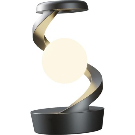 Lampe de chevet spirale moderne, lampe de table LED innovante à effet de lévitation 3D pour chambre, salon ou bureau (Gris) (1/5)