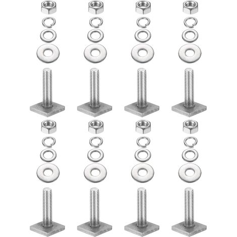 Boulons Fente T M8 x 30mm, 8 Ensemble Boulons Tête Carrée T pour Porte-Bagages Toit Acier Inoxydable pour Rail T avec Écrou Rondelles pour Porte-Vélos Skis Kayak (1/5)