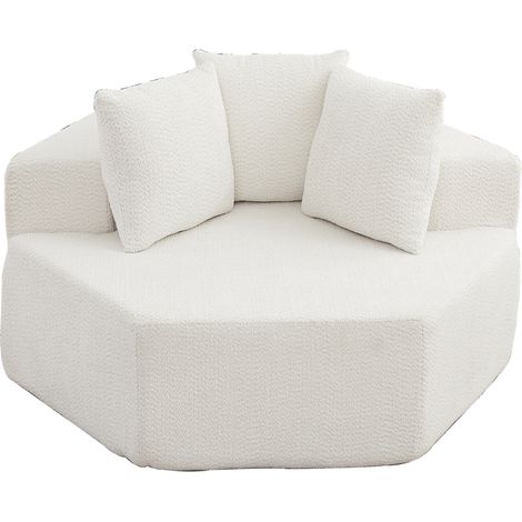Poltrona modulare Esagonale in Chenille, con 3 Cuscini, Design Versatile e Seduta Morbida, Beige (1/5)