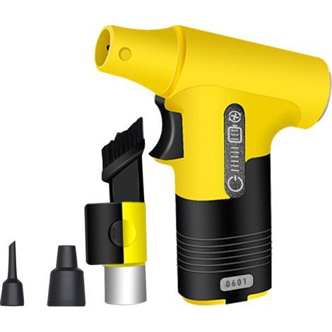 Compressed Air Blower, 130,000 RPM Compressed Air Spray with 3000mAh Battery, Car Air Blower, Dry Air Can for Keyboards, Electronics (Yellow) (1/5)