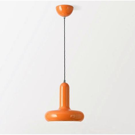 Vintage-Pendelleuchte E27, Metall-Hängeleuchte, Industrieller Retro-Stil, Kücheninselbeleuchtung, Rot-Orange