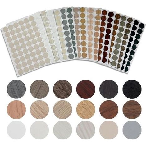 Étiquettes autocollantes pour trous de vis - Lot de 18 pièces - Ø 21 mm - Pour meubles et vis - Décoratives et protectrices - Faciles à poser (1/5)