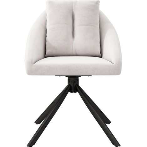 Set di 6 sedie da pranzo girevoli in velluto beige con struttura in metallo (1/5)