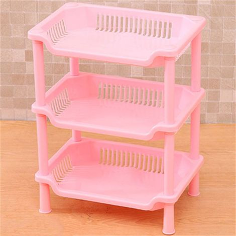 [Étagère de Salle de Bain] + Étendo PP Triangulaire à 3 Étages Installation Facile sans outils Rack de Stockage pour Cuisine/Salle de Bain Rose Tetragonum