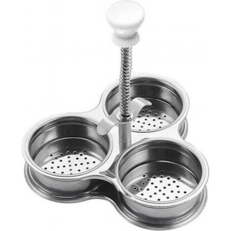 Cuiseur à œufs en acier inoxydable Simple à utiliser Cuiseur à vapeur à poignée à ressort Un gadget de cuisine pratique (1/4)