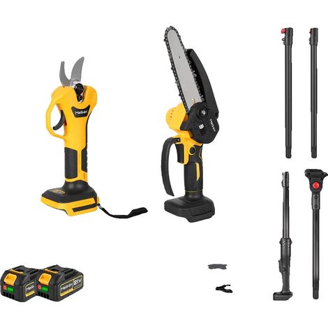 Scie d'élagage électrique, moteur sans balais, longueur réglable, Ensemble de 2X Piles (1/2)