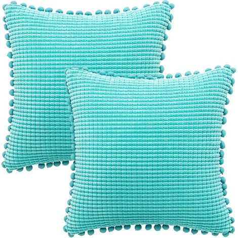 Housse De Coussin - Velours Côtelé Carré 45 X 45 Cm - Fermeture Éclair Invisible - Double Face - Décoration Intérieure Extérieure - Lot De 2 (1/5)