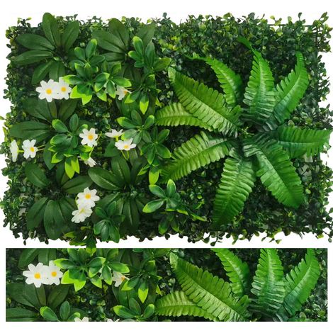 Künstliche grüne Wand, künstliche Hecke, UV-geschützter Sichtschutzzaun, künstliche Vegetationskulisse, 60 cm x 40 cm (1/5)