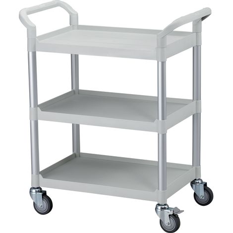 Chariot de service polypropylène Gris clair 3 Plateaux 800 x 480 x H1000 mm - Matériel CHR Pro