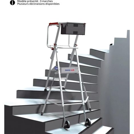 DUARIB - Plateforme télescopique alu spéciale escaliers – 4 à 6 marches – Hauteur jusqu'à 0,85 m - Hauteur de plancher 0,85m