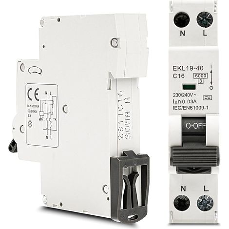 Disjoncteur Différentiel 30 mA 16A 230VCA RCCB Disjoncteurs Électriques Interrupteur Differentiel Type A 1P+N 18 (EKL19-40) (1/5)