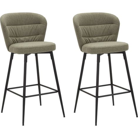 Set 2 Sgabelli Bar Losanna 52x108x59 cm in Tessuto Verde/Nero (1/5)