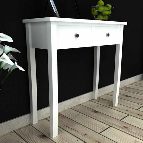Table de console et coiffeuse avec 2 tiroirs-Table d'entrée Blanc (1/5)
