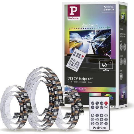 Paulmann TV Strips 65 Zoll 78881 Ruban LED (Base) avec connecteur USB 5 V 2.4 m RVB 1 set S864712 (1/9)