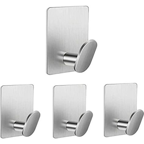 Patère - Crochet Adhesif Mural Auto Adhésifs - Acier Inoxydable - Sans Perçage - 4 PCS