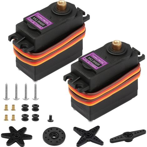 2PCS, angle de commande du moteur de servo 180° Servo d'engrenage métallique imperméable numérique à haute vitesse Servo moteur pour RC avion hélicoptère voiture de bras mécanique, MG996