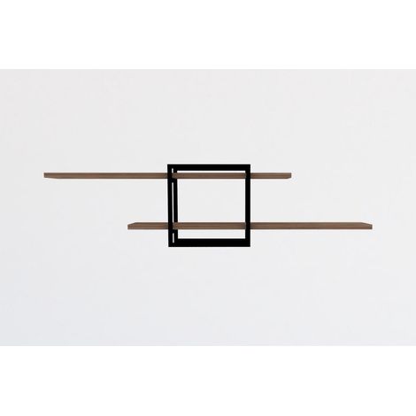 Etagère murale design 2 niveaux 120x18x30 cm naturel et noir (1/3)
