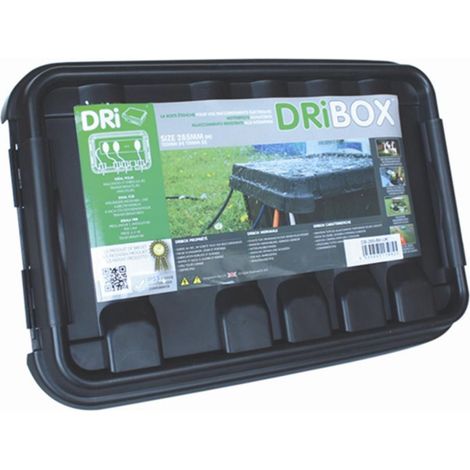 Wasserdichter Dribox Gehäuse für elektrische Anschlüsse im Außenbereich. Schutzart IP55. Maße 285x150x110mm. Schwarzer Behälter. (1/5)
